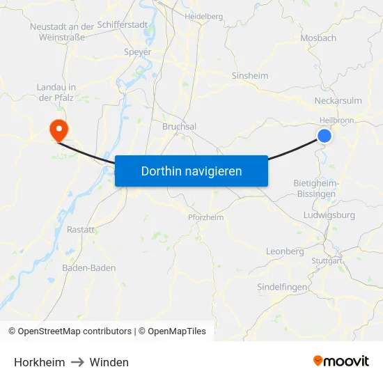 Horkheim to Winden map