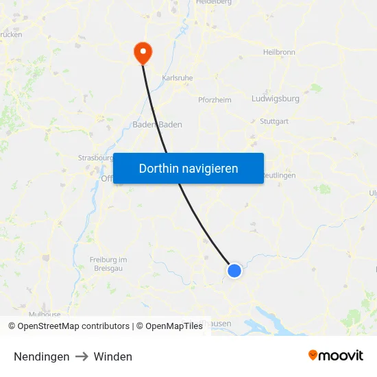 Nendingen to Winden map