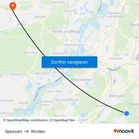 Spessart to Winden map