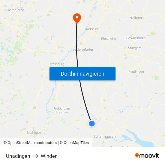 Unadingen to Winden map