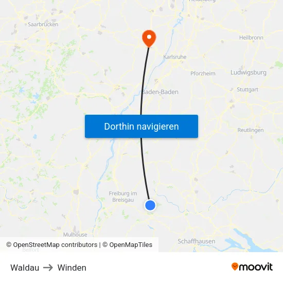 Waldau to Winden map