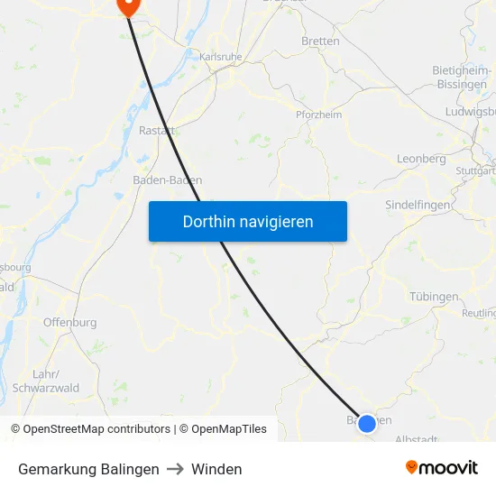 Gemarkung Balingen to Winden map