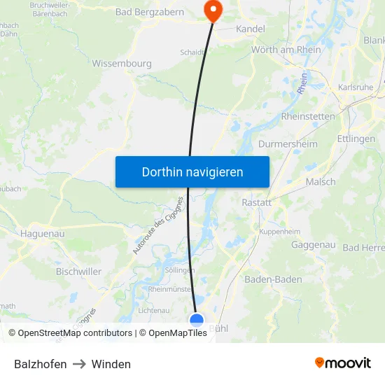 Balzhofen to Winden map