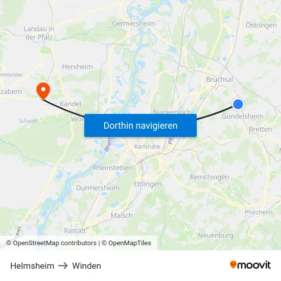 Helmsheim to Winden map