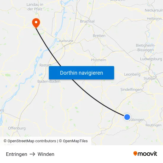 Entringen to Winden map