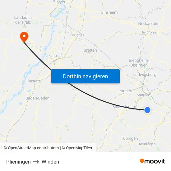 Plieningen to Winden map