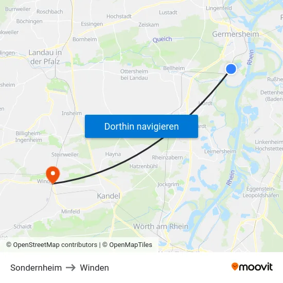 Sondernheim to Winden map