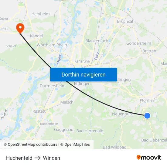 Huchenfeld to Winden map