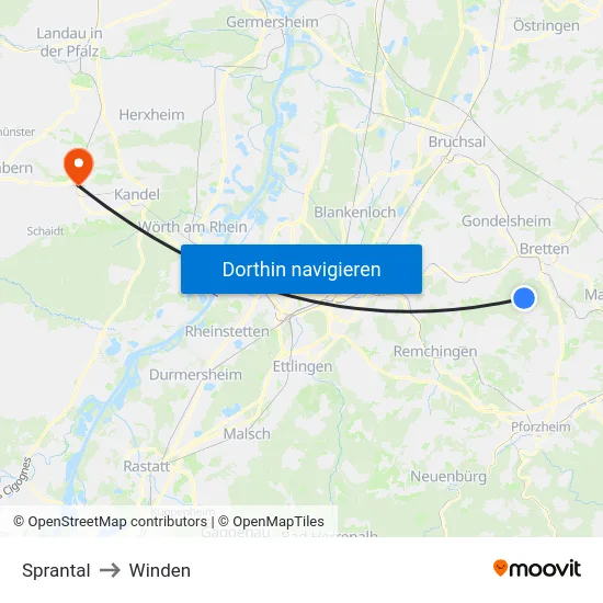 Sprantal to Winden map