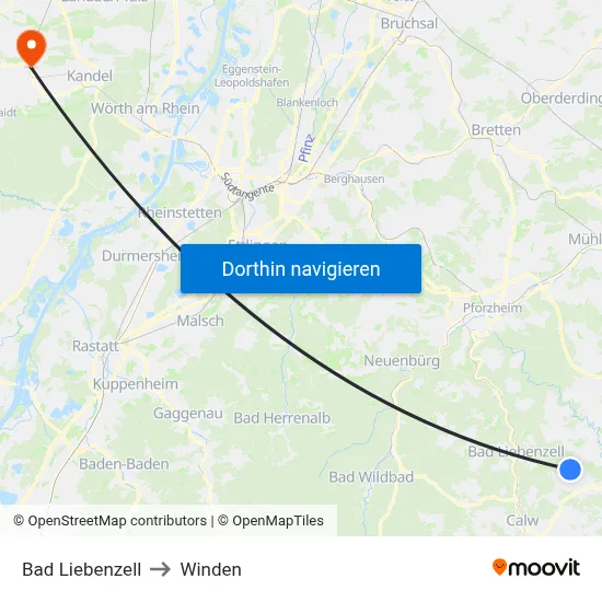 Bad Liebenzell to Winden map