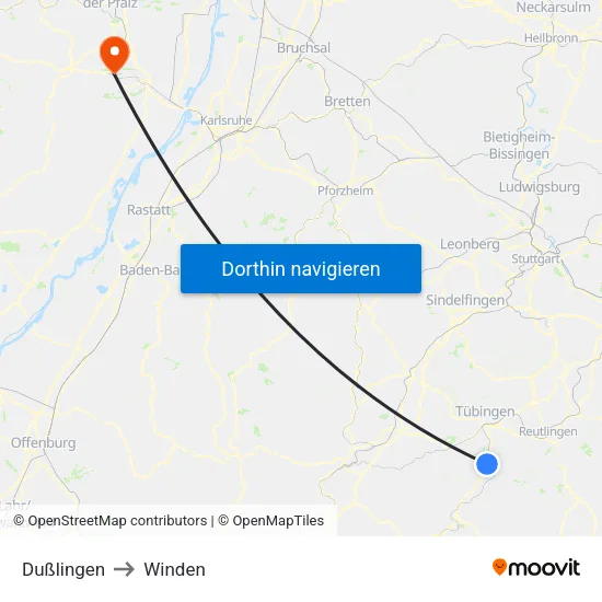 Dußlingen to Winden map
