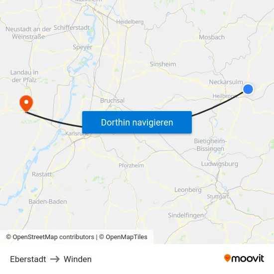 Eberstadt to Winden map