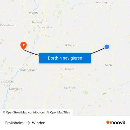 Crailsheim to Winden map