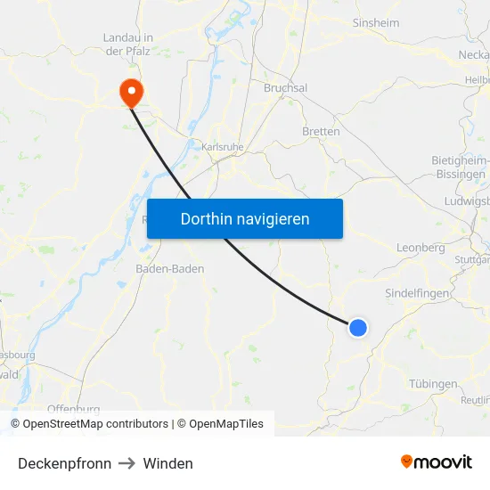 Deckenpfronn to Winden map