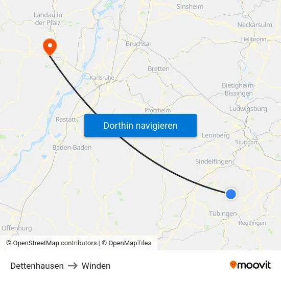 Dettenhausen to Winden map