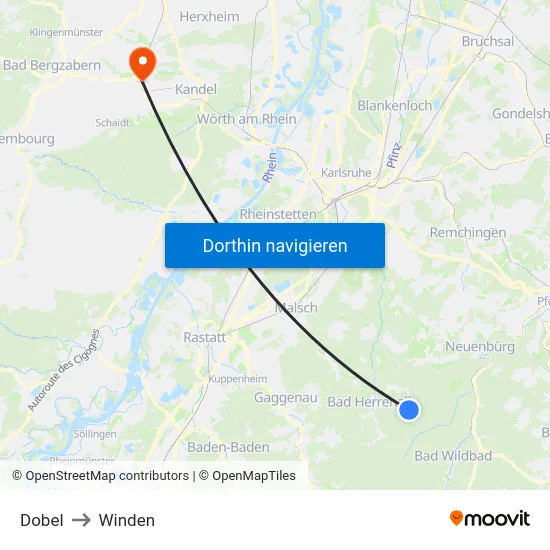 Dobel to Winden map