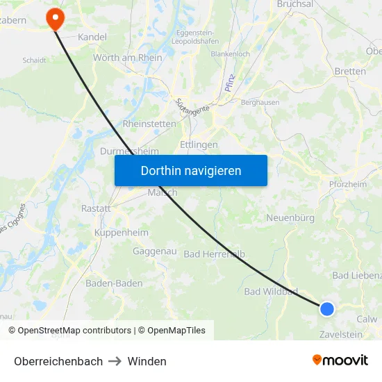 Oberreichenbach to Winden map