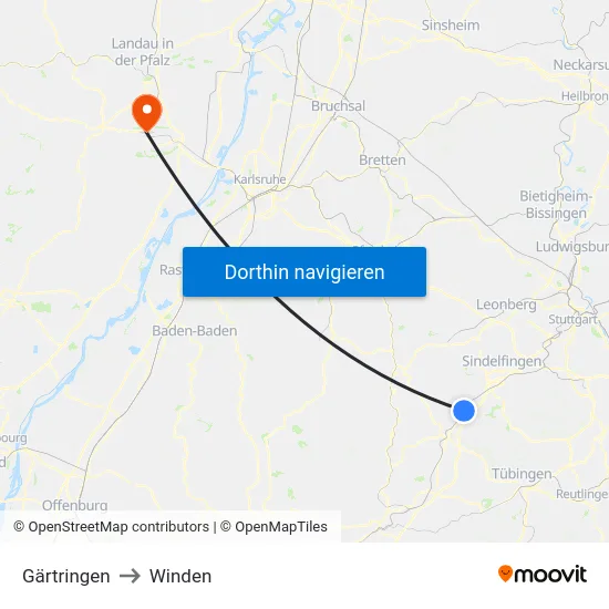 Gärtringen to Winden map