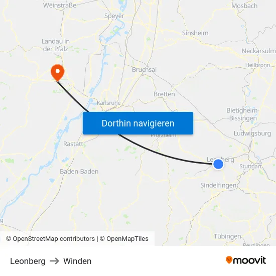 Leonberg to Winden map