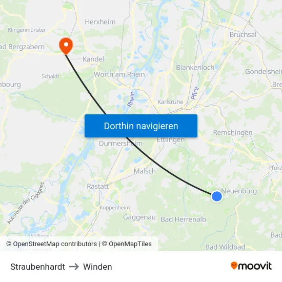 Straubenhardt to Winden map