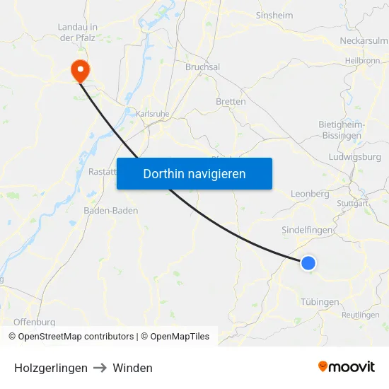 Holzgerlingen to Winden map