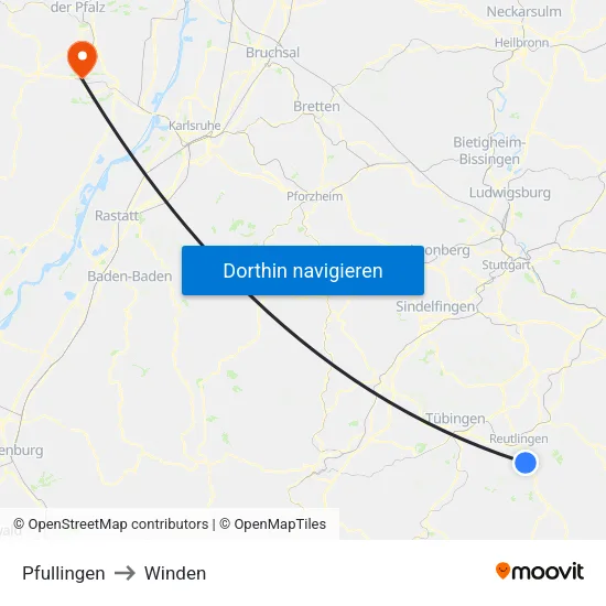 Pfullingen to Winden map