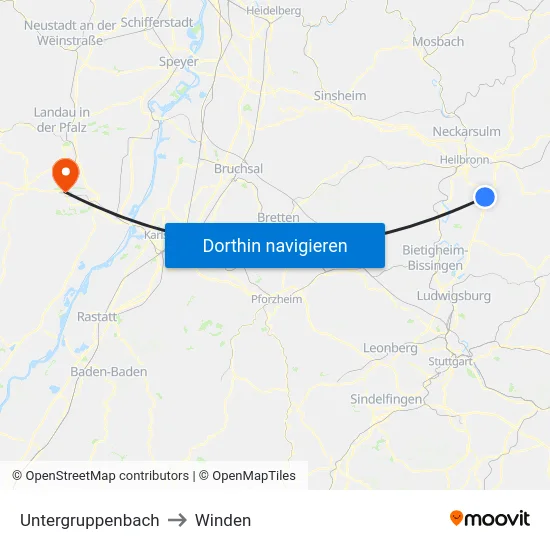 Untergruppenbach to Winden map
