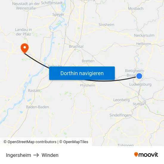 Ingersheim to Winden map