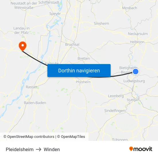 Pleidelsheim to Winden map