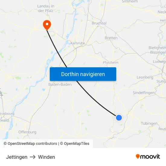 Jettingen to Winden map