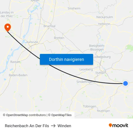 Reichenbach An Der Fils to Winden map