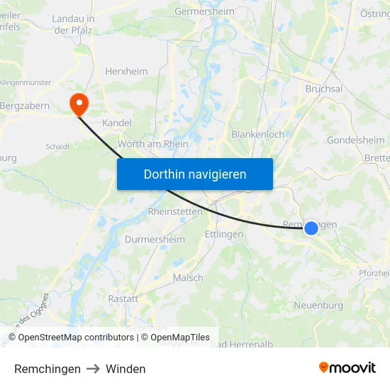 Remchingen to Winden map