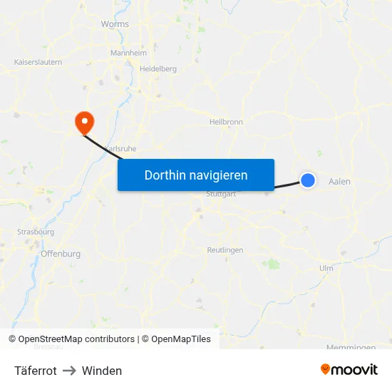 Täferrot to Winden map