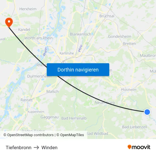 Tiefenbronn to Winden map