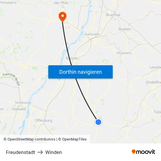 Freudenstadt to Winden map