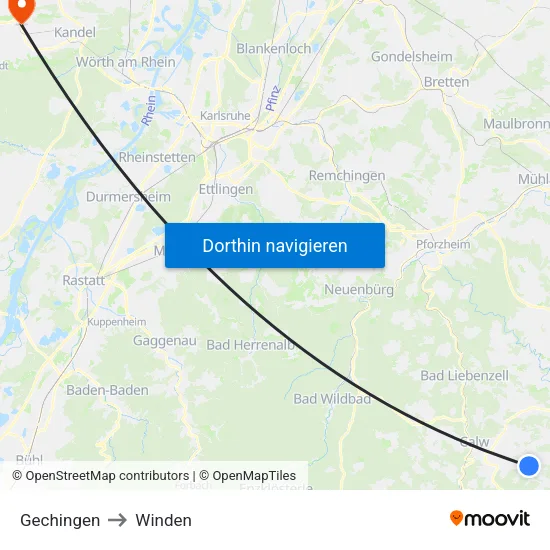 Gechingen to Winden map
