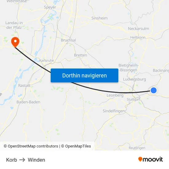 Korb to Winden map