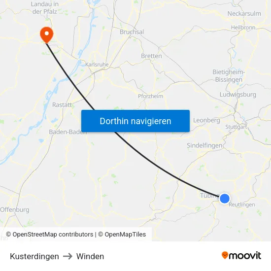 Kusterdingen to Winden map