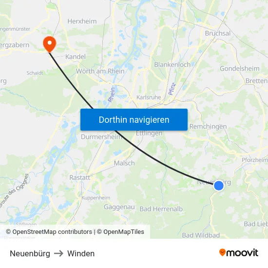 Neuenbürg to Winden map