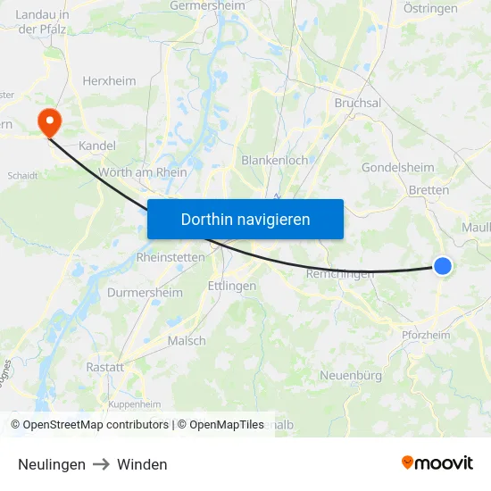 Neulingen to Winden map