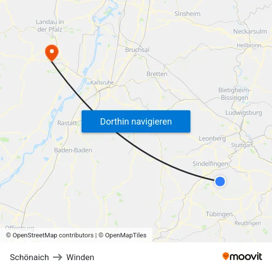 Schönaich to Winden map