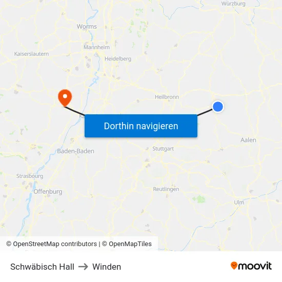 Schwäbisch Hall to Winden map
