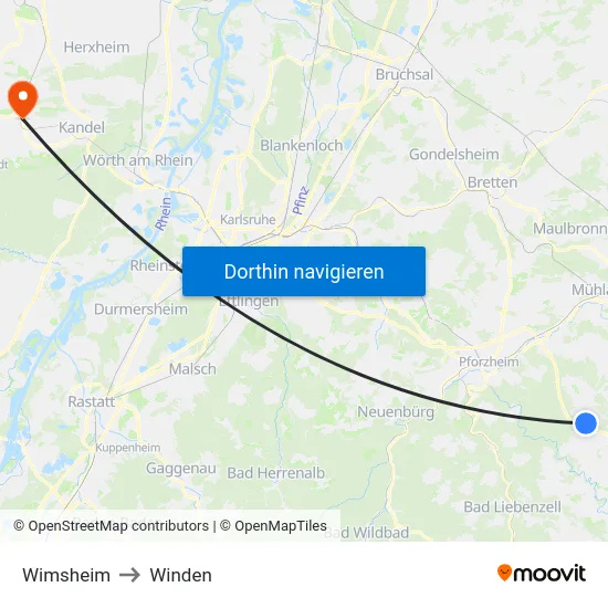 Wimsheim to Winden map