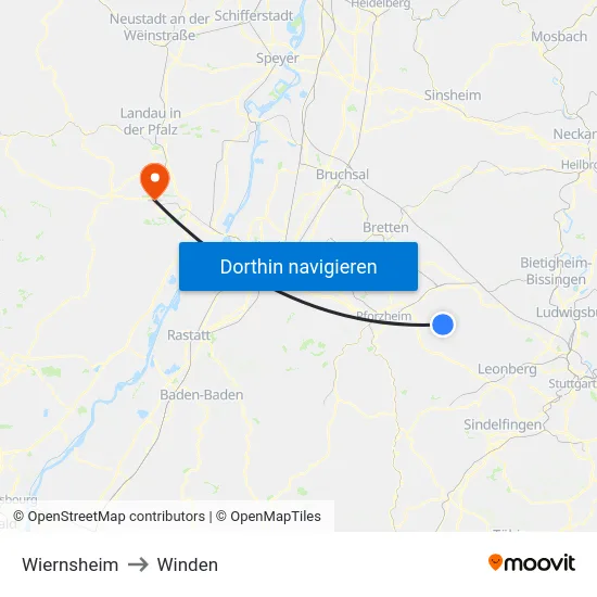 Wiernsheim to Winden map