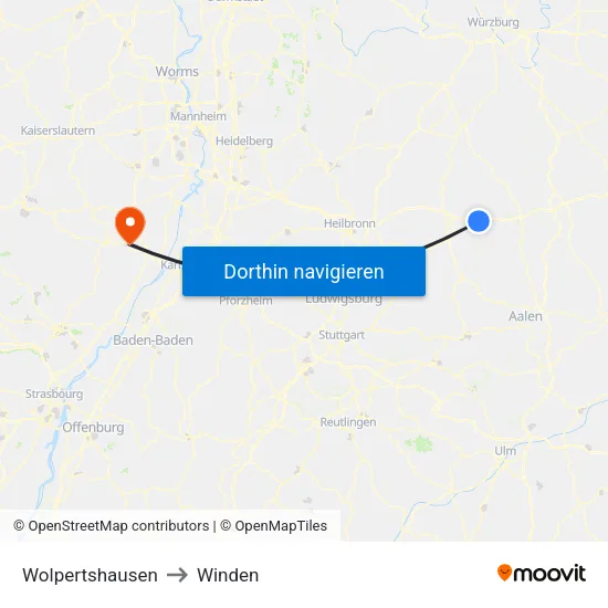 Wolpertshausen to Winden map