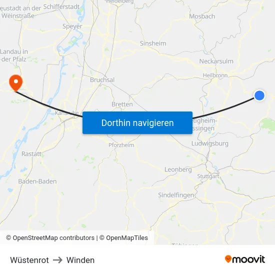 Wüstenrot to Winden map
