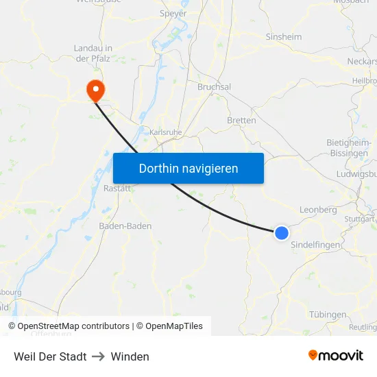 Weil Der Stadt to Winden map