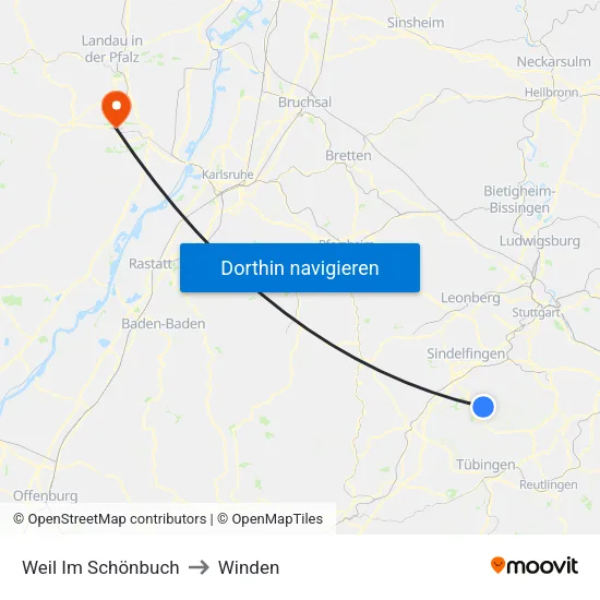 Weil Im Schönbuch to Winden map