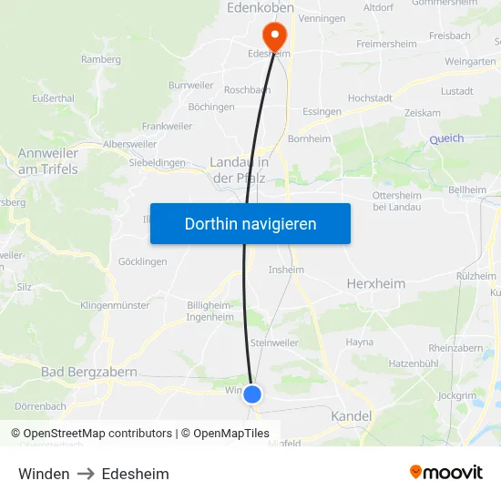Winden to Edesheim map
