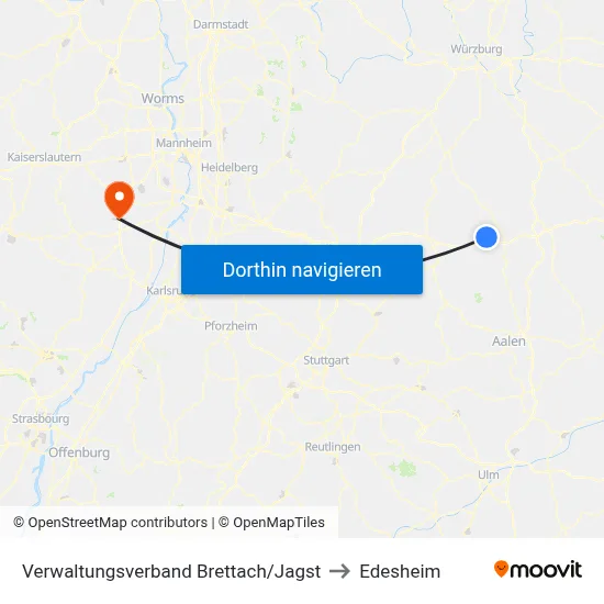 Verwaltungsverband Brettach/Jagst to Edesheim map